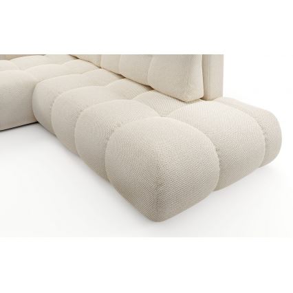 Canapé d'angle pliable rembourré en forme de L avec un espace de rangement ALMADA gauche beige clair