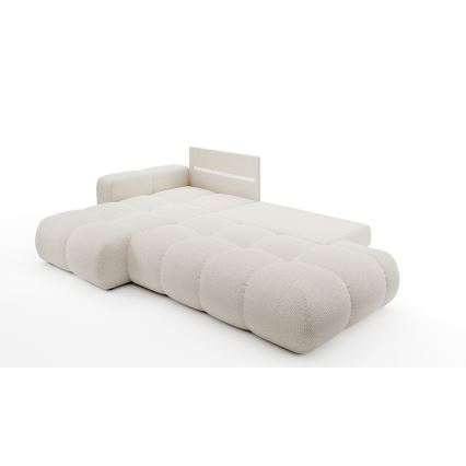 Canapé d'angle pliable rembourré en forme de L avec un espace de rangement ALMADA gauche beige clair