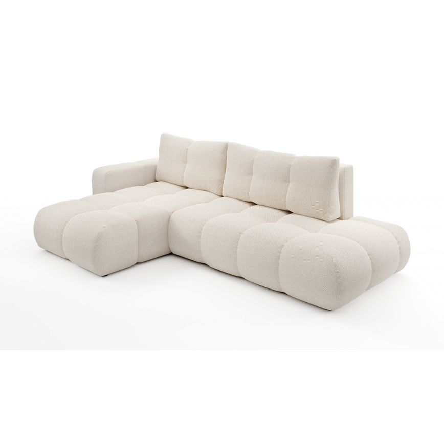 Canapé d'angle pliable rembourré en forme de L avec un espace de rangement ALMADA gauche beige clair