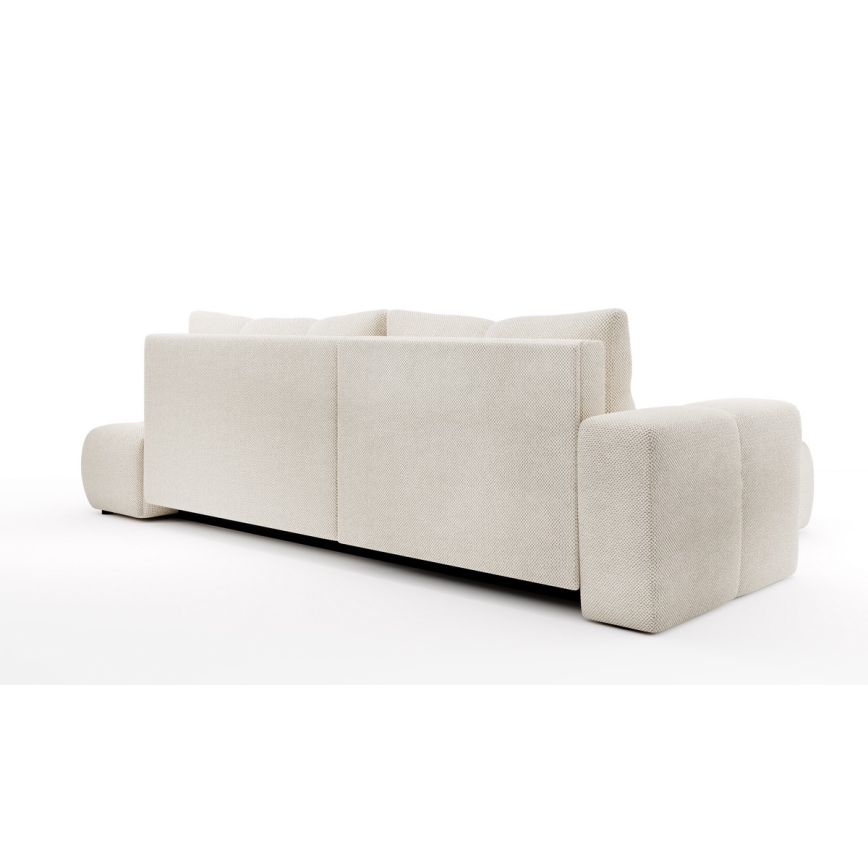 Canapé d'angle pliable rembourré en forme de L avec un espace de rangement ALMADA gauche beige clair
