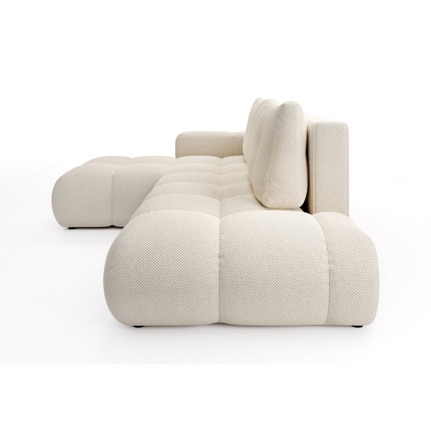 Canapé d'angle pliable rembourré en forme de L avec un espace de rangement ALMADA gauche beige clair