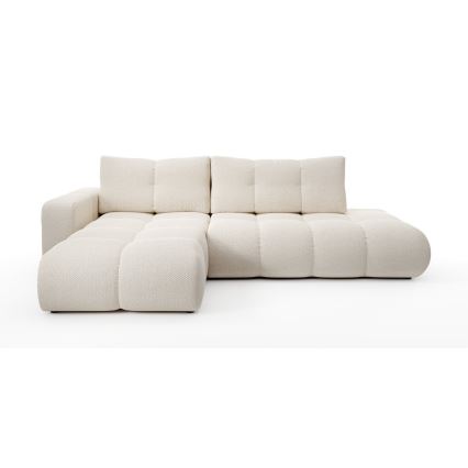 Canapé d'angle pliable rembourré en forme de L avec un espace de rangement ALMADA gauche beige clair