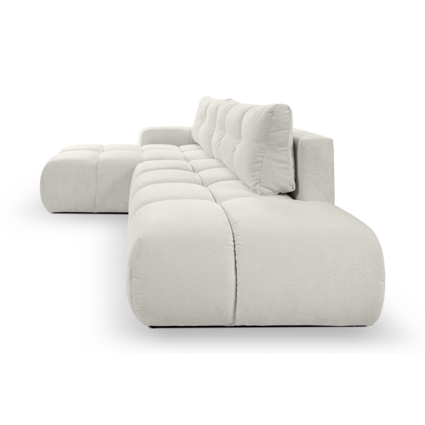 Canapé d'angle pliable rembourré en forme de L avec un espace de rangement ALMADA gauche beige
