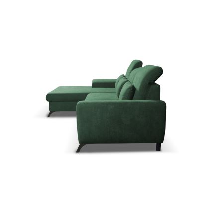 Canapé d'angle pliable rembourré en forme de L avec un espace de rangement ALTA gauche vert
