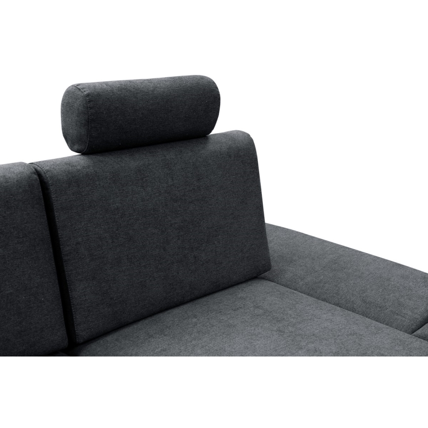Canapé d'angle pliable rembourré en forme de L avec un espace de rangement AVESTA droit anthracite