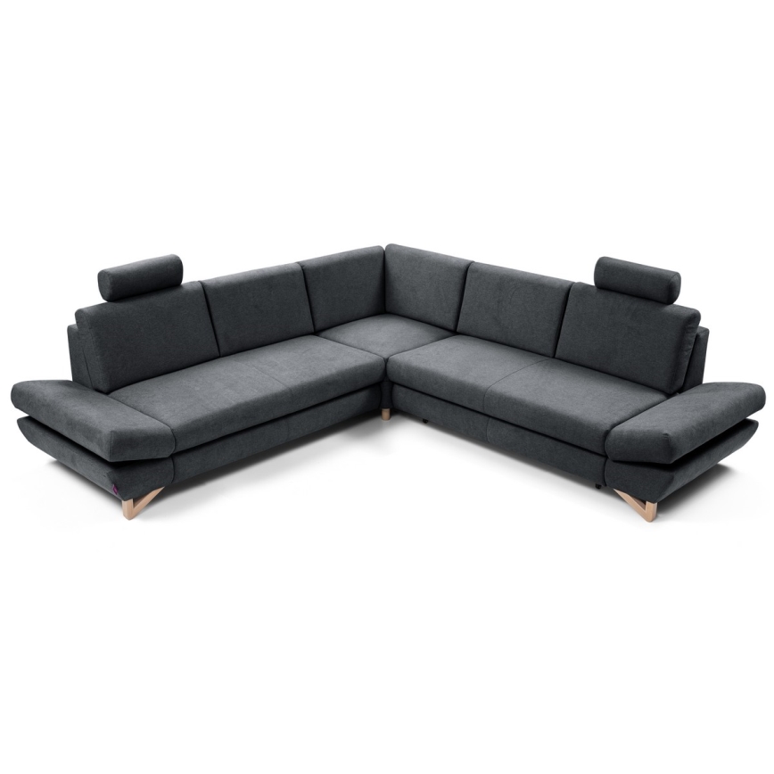 Canapé d'angle pliable rembourré en forme de L avec un espace de rangement AVESTA droit anthracite