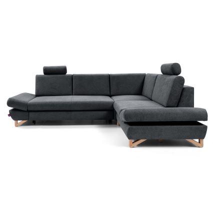 Canapé d'angle pliable rembourré en forme de L avec un espace de rangement AVESTA droit anthracite