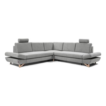 Canapé d'angle pliable rembourré en forme de L avec un espace de rangement AVESTA droit gris