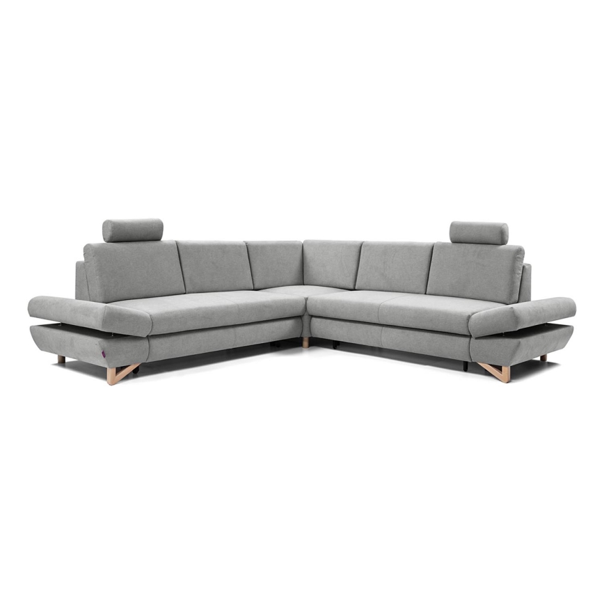 Canapé d'angle pliable rembourré en forme de L avec un espace de rangement AVESTA droit gris