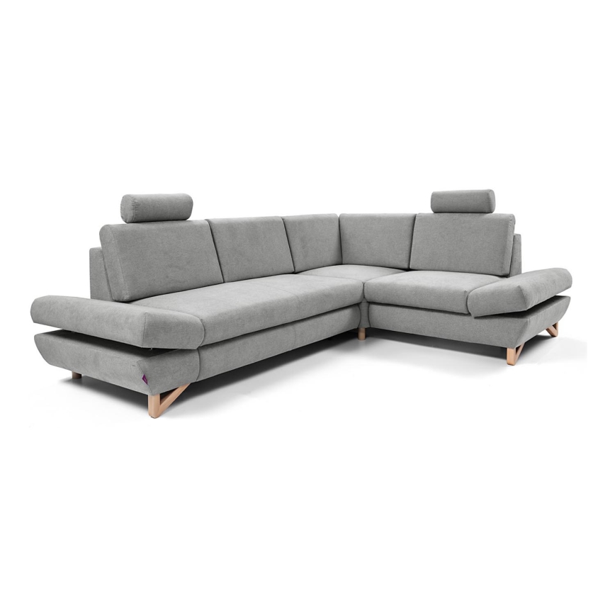 Canapé d'angle pliable rembourré en forme de L avec un espace de rangement AVESTA droit gris