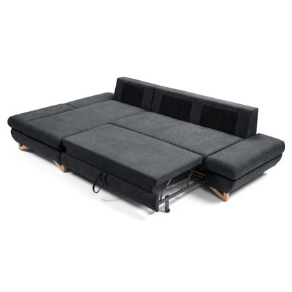 Canapé d'angle pliable rembourré en forme de L avec un espace de rangement AVESTA gauche anthracite