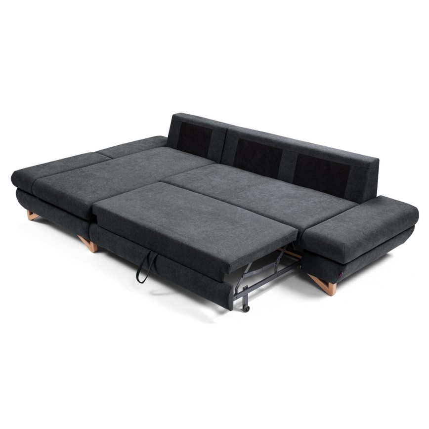 Canapé d'angle pliable rembourré en forme de L avec un espace de rangement AVESTA gauche anthracite