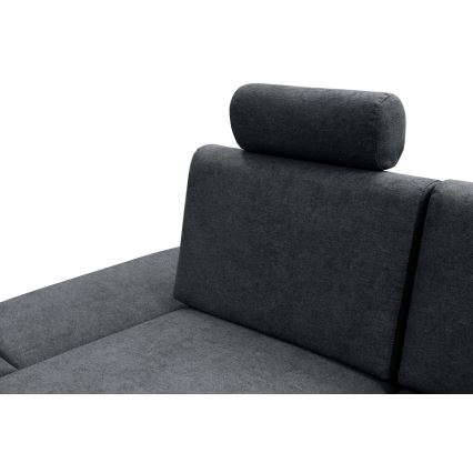 Canapé d'angle pliable rembourré en forme de L avec un espace de rangement AVESTA gauche anthracite