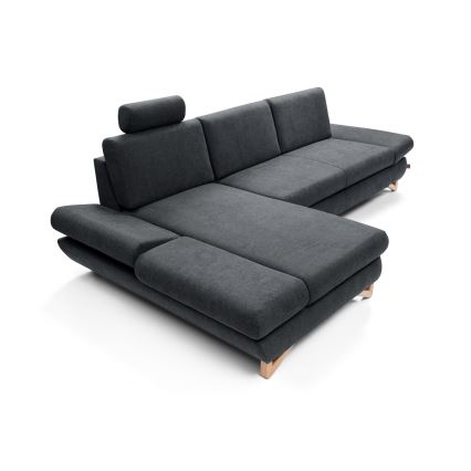 Canapé d'angle pliable rembourré en forme de L avec un espace de rangement AVESTA gauche anthracite