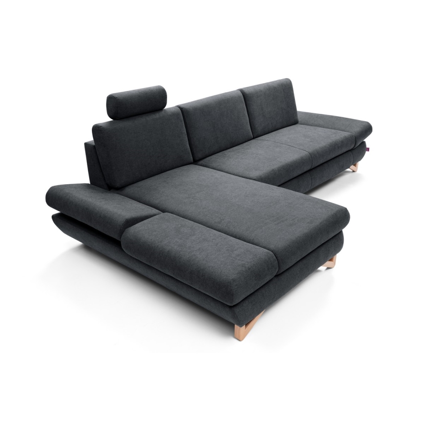 Canapé d'angle pliable rembourré en forme de L avec un espace de rangement AVESTA gauche anthracite