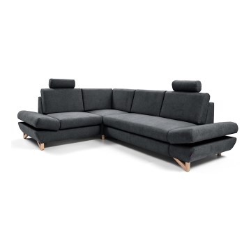 Canapé d'angle pliable rembourré en forme de L avec un espace de rangement AVESTA gauche anthracite
