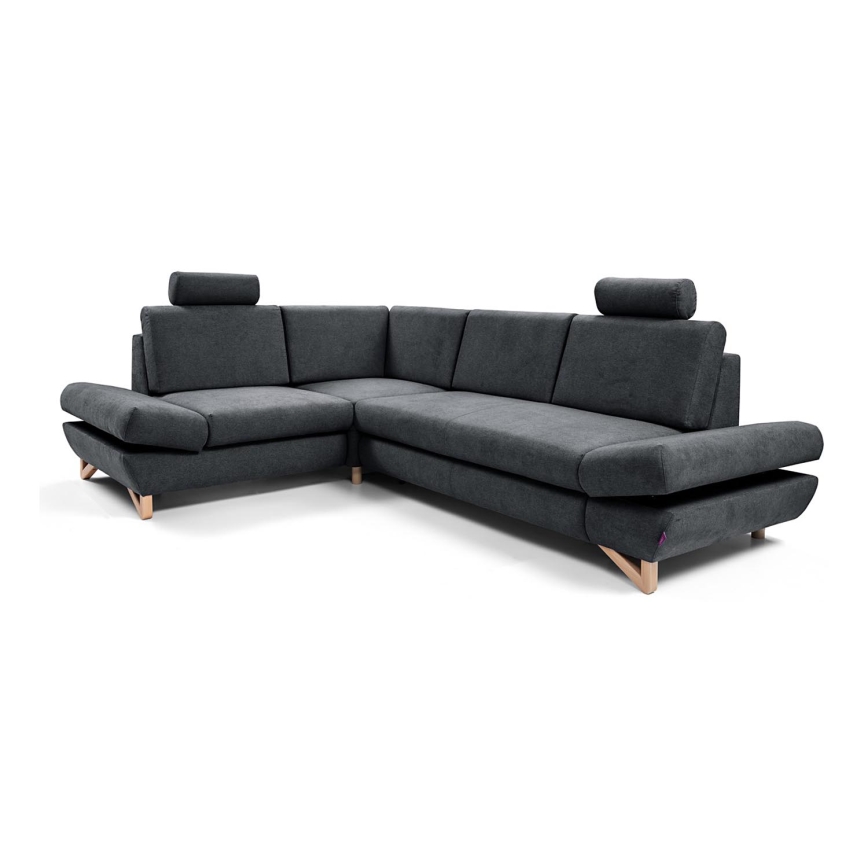 Canapé d'angle pliable rembourré en forme de L avec un espace de rangement AVESTA gauche anthracite