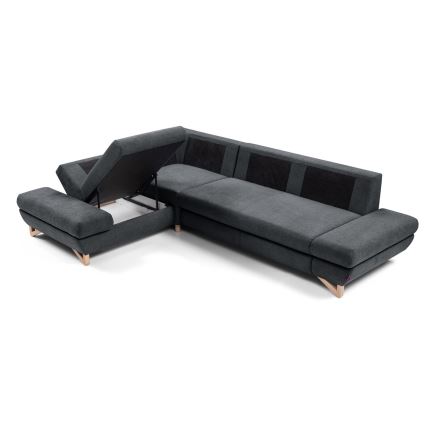 Canapé d'angle pliable rembourré en forme de L avec un espace de rangement AVESTA gauche anthracite