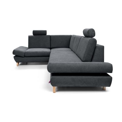 Canapé d'angle pliable rembourré en forme de L avec un espace de rangement AVESTA gauche anthracite