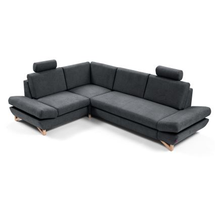Canapé d'angle pliable rembourré en forme de L avec un espace de rangement AVESTA gauche anthracite