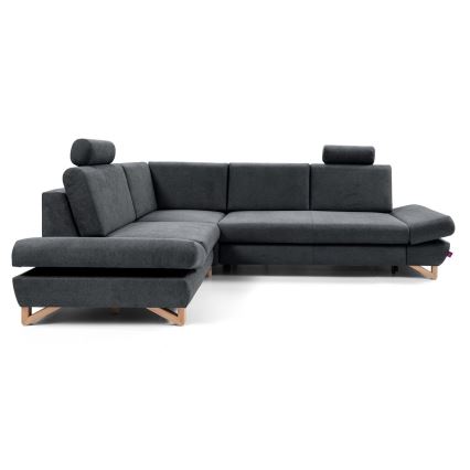 Canapé d'angle pliable rembourré en forme de L avec un espace de rangement AVESTA gauche anthracite