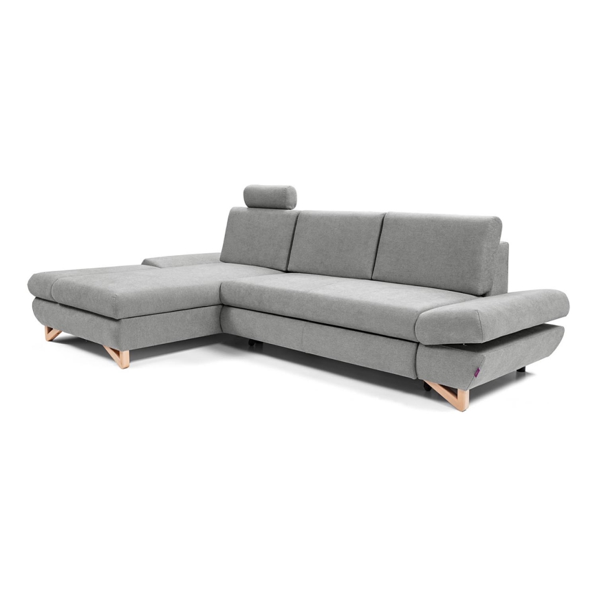 Canapé d'angle pliable rembourré en forme de L avec un espace de rangement AVESTA gauche gris