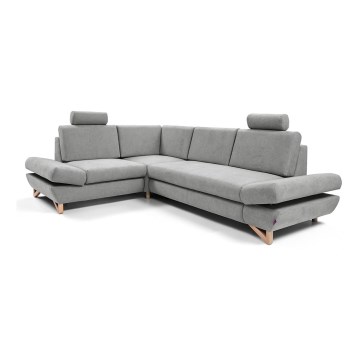 Canapé d'angle pliable rembourré en forme de L avec un espace de rangement AVESTA gauche gris