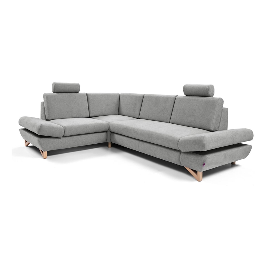 Canapé d'angle pliable rembourré en forme de L avec un espace de rangement AVESTA gauche gris