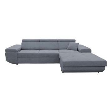 Canapé d'angle pliable rembourré en forme de L CASTELO droit gris foncé