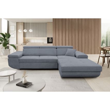 Canapé d'angle pliable rembourré en forme de L CASTELO droit gris foncé