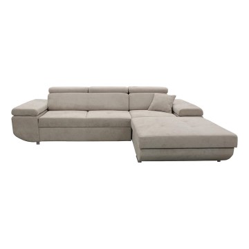 Canapé d'angle pliable rembourré en forme de L CASTELO droit gris
