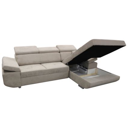 Canapé d'angle pliable rembourré en forme de L CASTELO droit gris