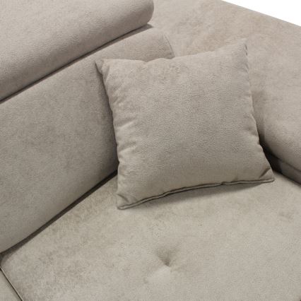 Canapé d'angle pliable rembourré en forme de L CASTELO droit gris