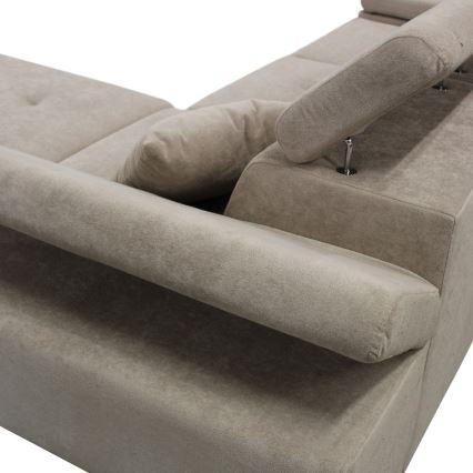 Canapé d'angle pliable rembourré en forme de L CASTELO droit gris