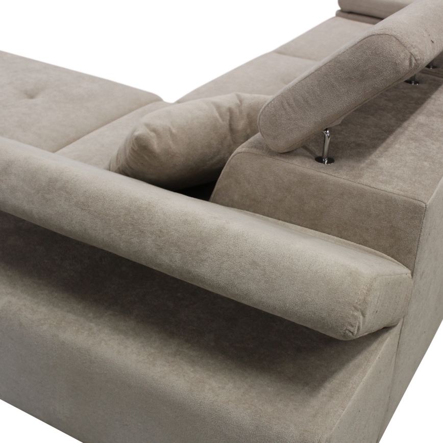 Canapé d'angle pliable rembourré en forme de L CASTELO droit gris