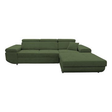 Canapé d'angle pliable rembourré en forme de L CASTELO droit vert