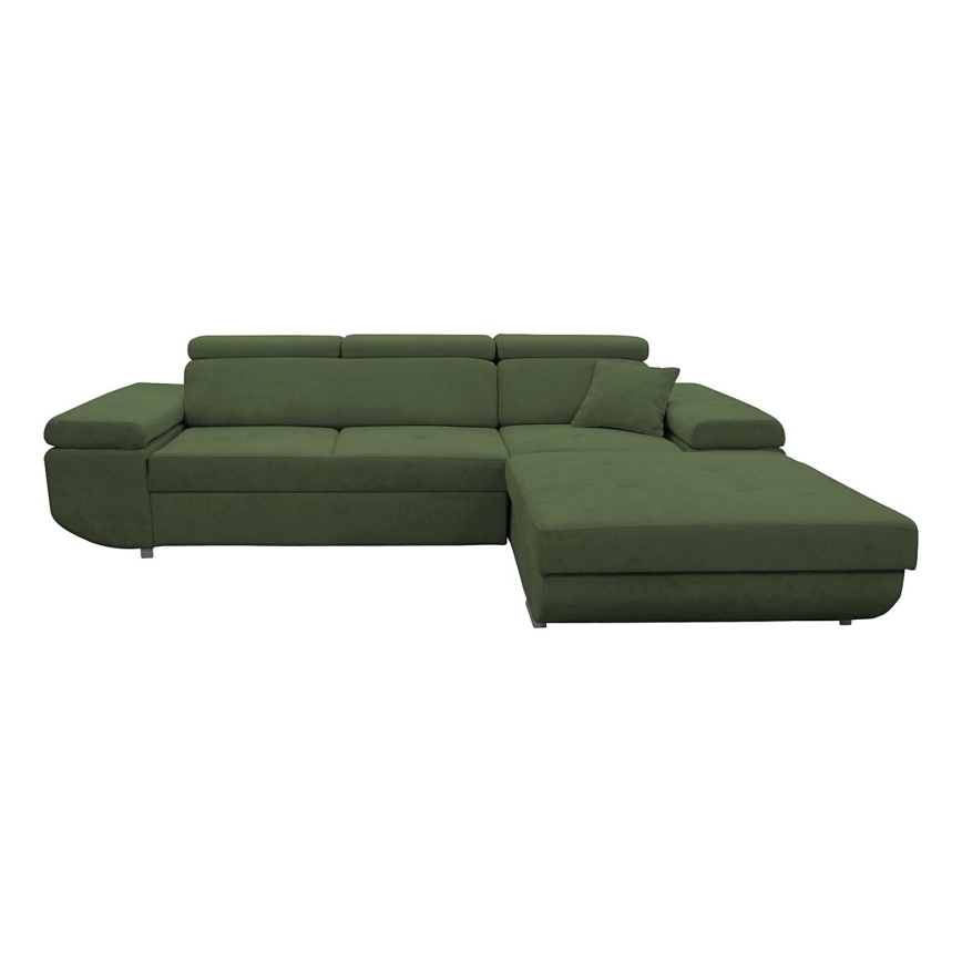Canapé d'angle pliable rembourré en forme de L CASTELO droit vert