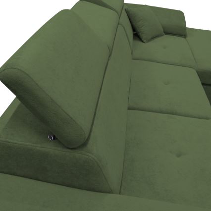 Canapé d'angle pliable rembourré en forme de L CASTELO droit vert