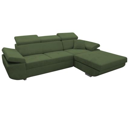 Canapé d'angle pliable rembourré en forme de L CASTELO droit vert
