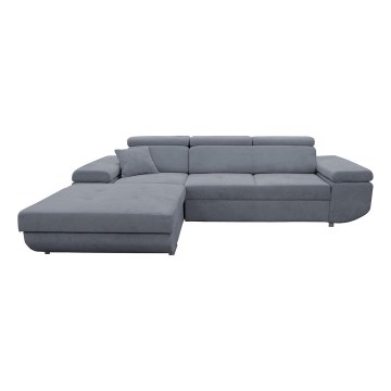 Canapé d'angle pliable rembourré en forme de L CASTELO gauche gris foncé