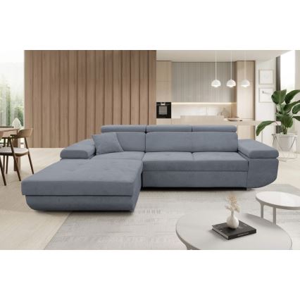 Canapé d'angle pliable rembourré en forme de L CASTELO gauche gris foncé