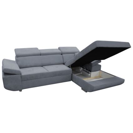 Canapé d'angle pliable rembourré en forme de L CASTELO gauche gris foncé