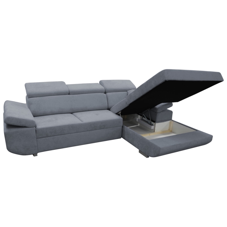 Canapé d'angle pliable rembourré en forme de L CASTELO gauche gris foncé