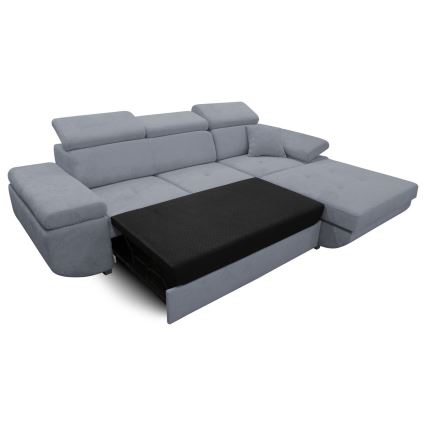 Canapé d'angle pliable rembourré en forme de L CASTELO gauche gris foncé