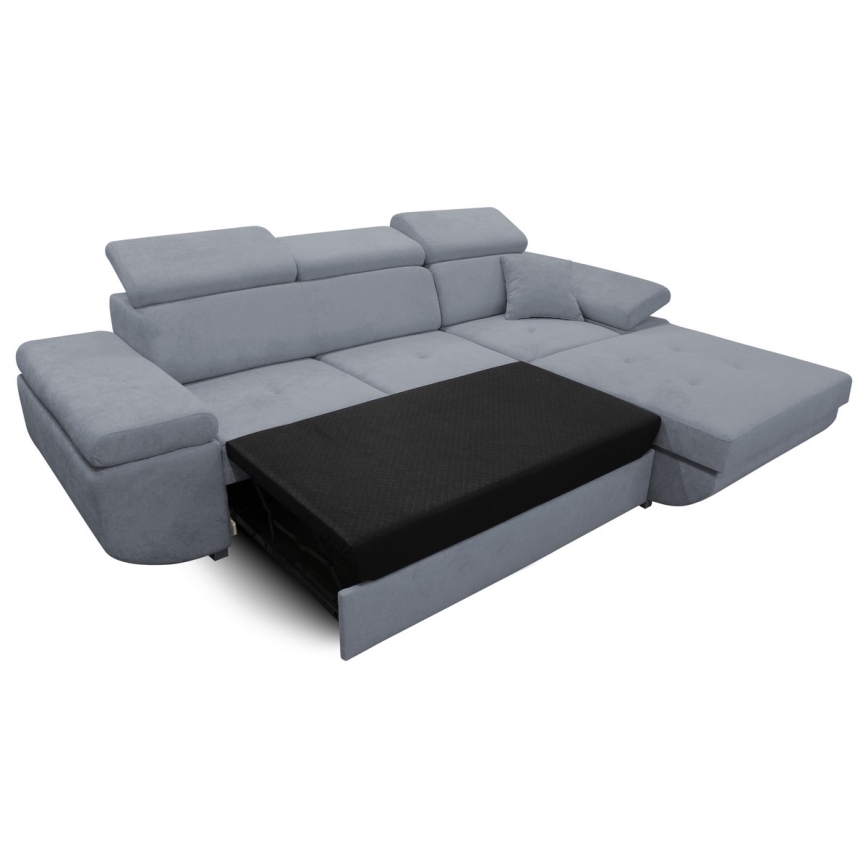 Canapé d'angle pliable rembourré en forme de L CASTELO gauche gris foncé