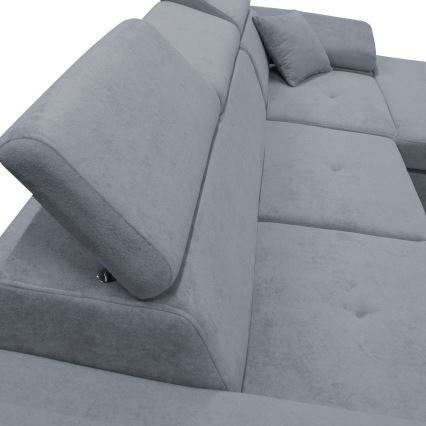 Canapé d'angle pliable rembourré en forme de L CASTELO gauche gris foncé
