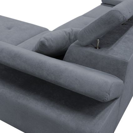 Canapé d'angle pliable rembourré en forme de L CASTELO gauche gris foncé