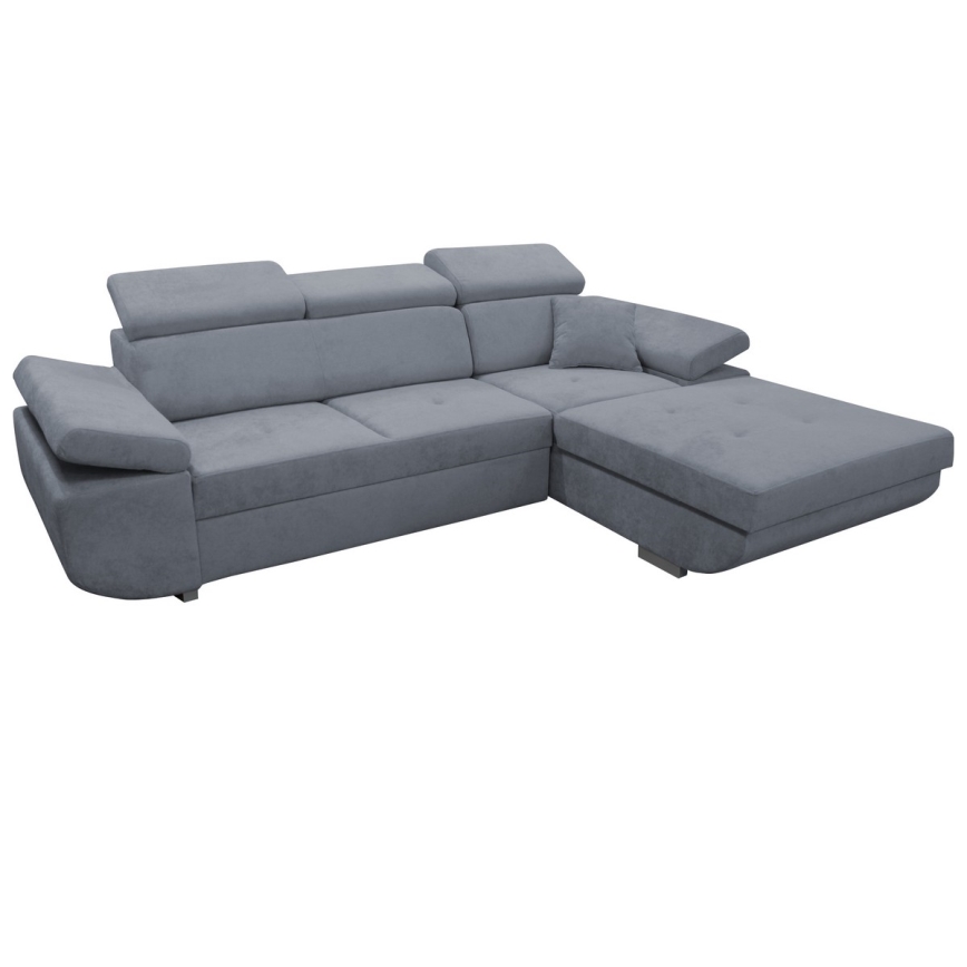 Canapé d'angle pliable rembourré en forme de L CASTELO gauche gris foncé