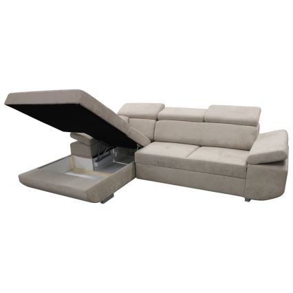 Canapé d'angle pliable rembourré en forme de L CASTELO gauche gris