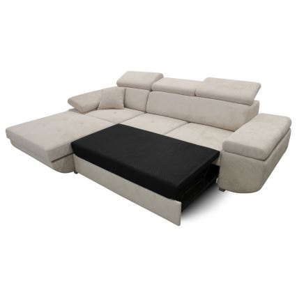 Canapé d'angle pliable rembourré en forme de L CASTELO gauche gris